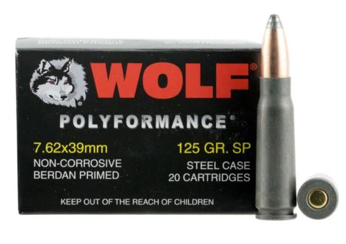 Wolf Steel Cased 7.62x39mm Rifle Ammo - 125 Grain | SP | 1,000rd Case