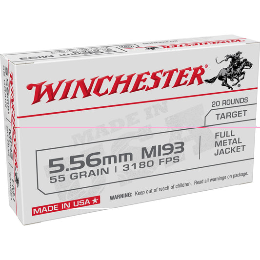 Winchester Ammunition, M193, 5.56NATO, 55 Grain | FMJ |  (20 Round Box)