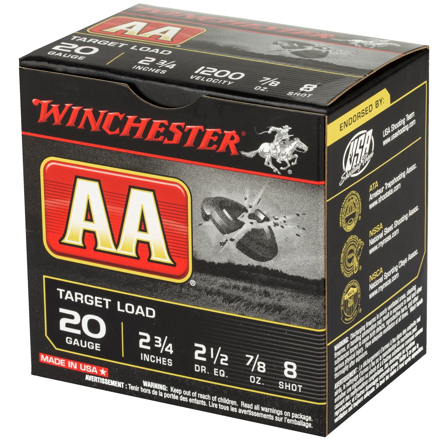 Win Aa 20ga 2.75" #8 25/250