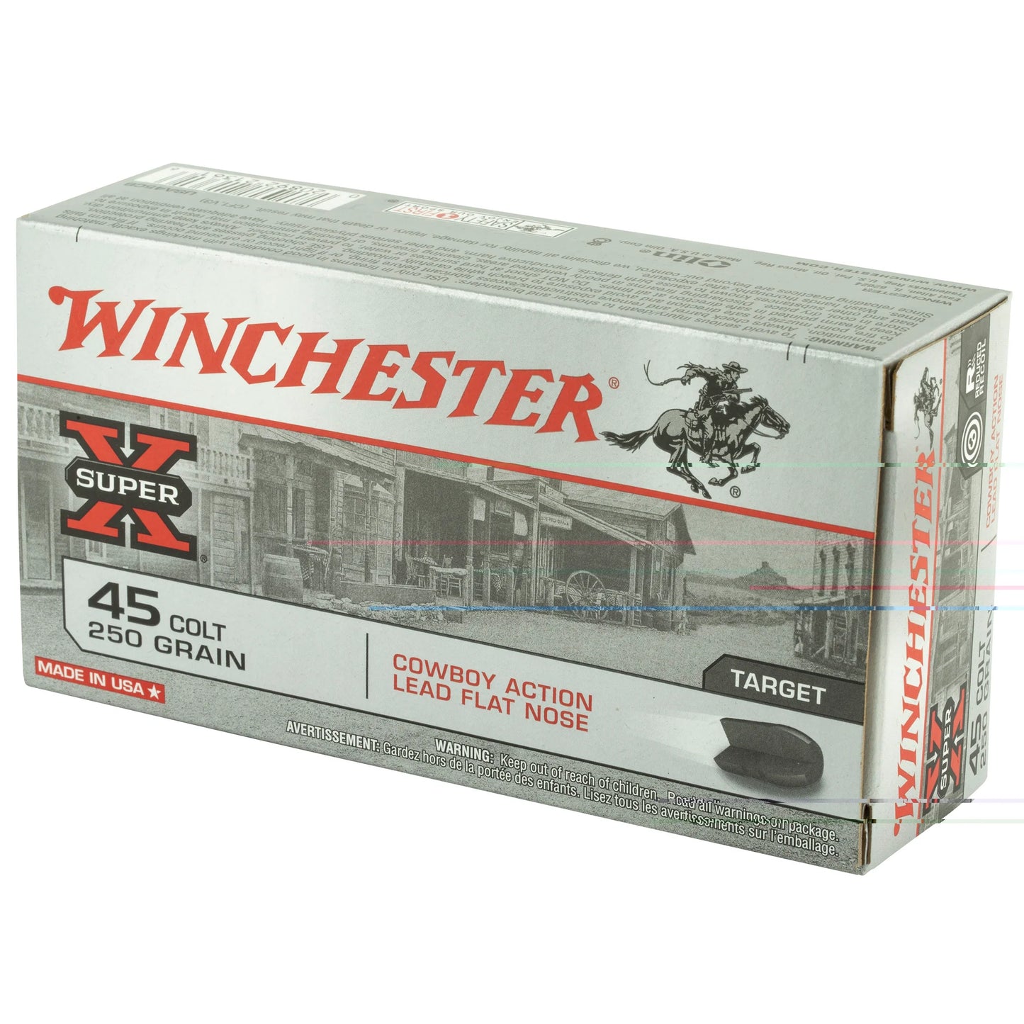 Winchester Ammunition, USA, 45 Long Colt, 250 Grain, Cowboy Action, Lead Flat Nose   (50 Round Box)