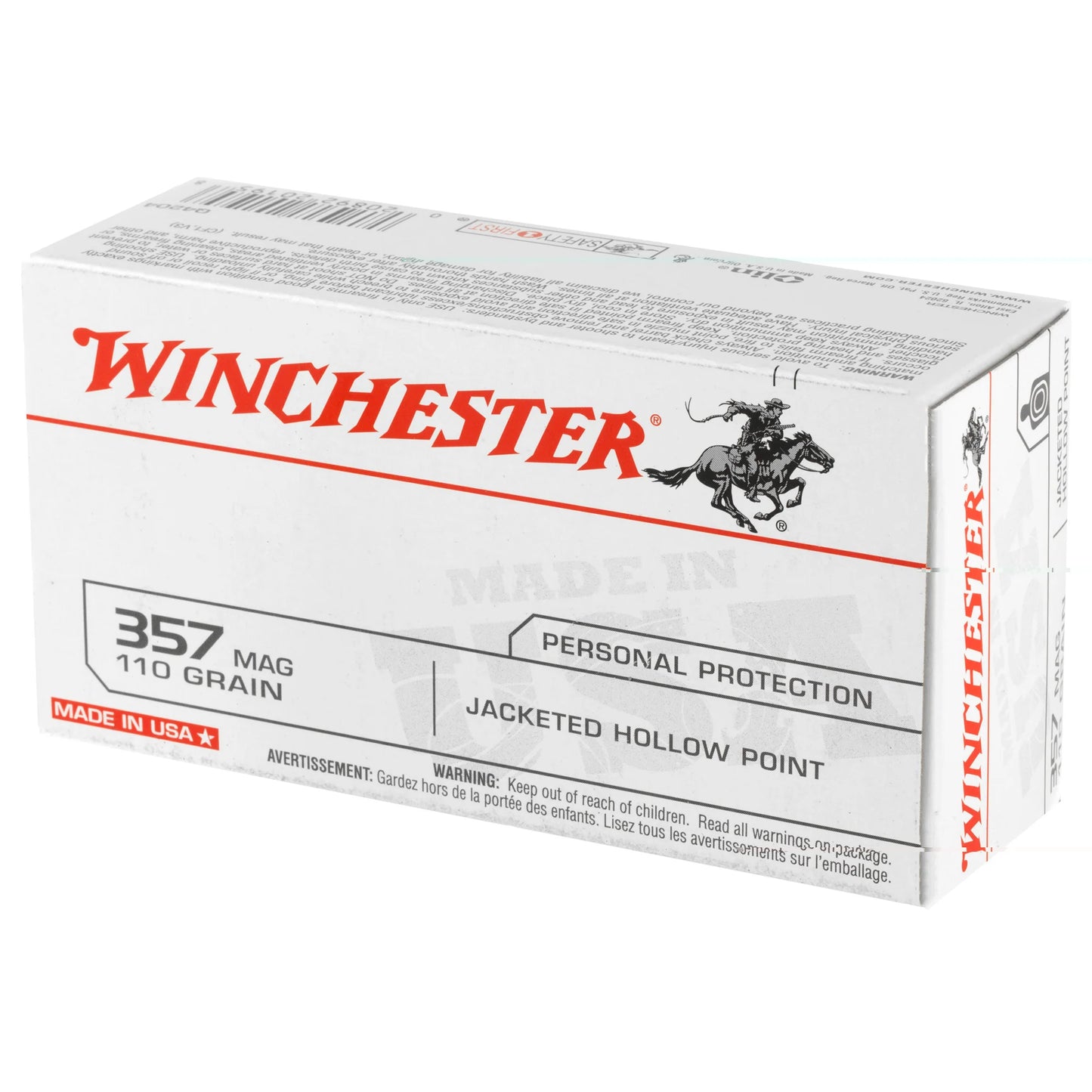 Winchester Ammunition, USA, 357 MAG, 110 Grain |JHP |  (50 Round Box)