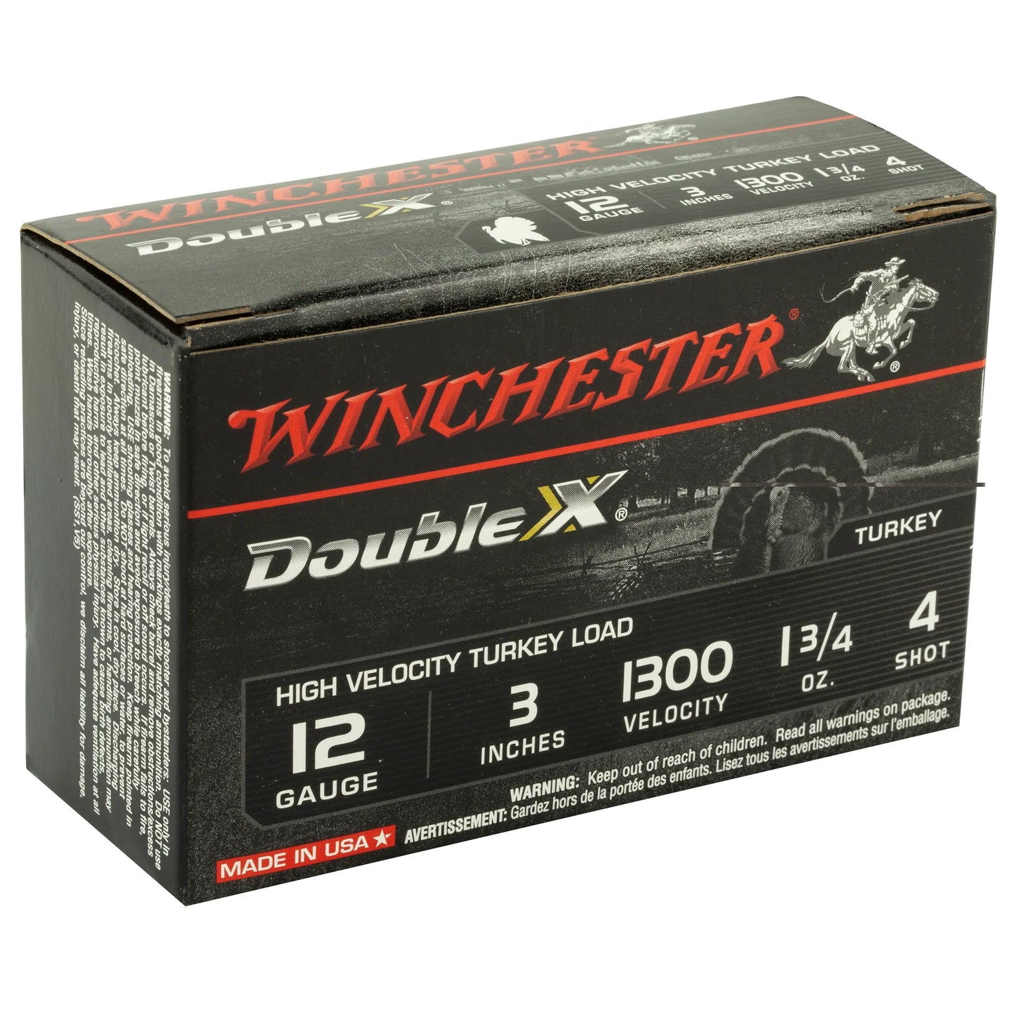 Winchester Ammunition, Double X High Velocity, Turkey, 12 Gauge, 3", #4, 1.75oz   (10 Round Box)