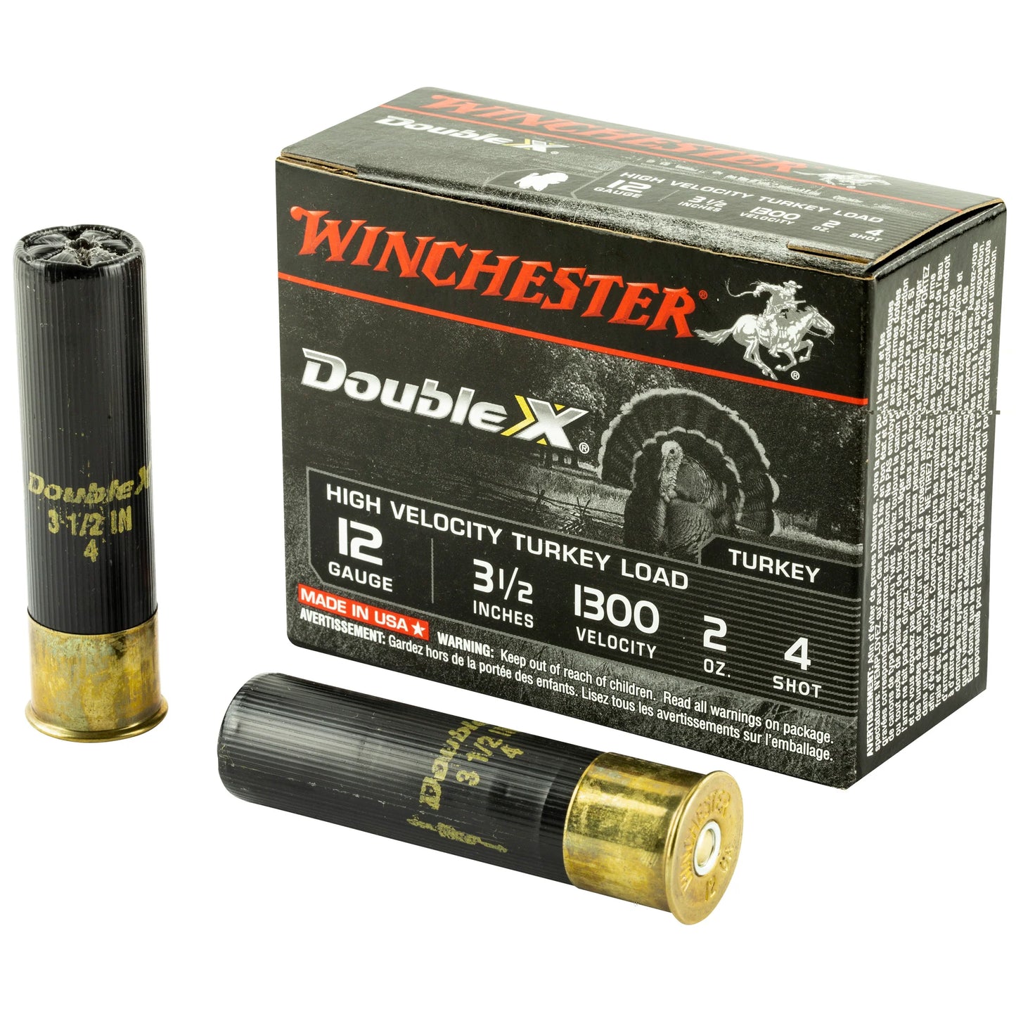 Winchester Ammunition, Double X High Velocity, Turkey, 12 Gauge, 3.5", #4, 2oz  (10 Round Box)