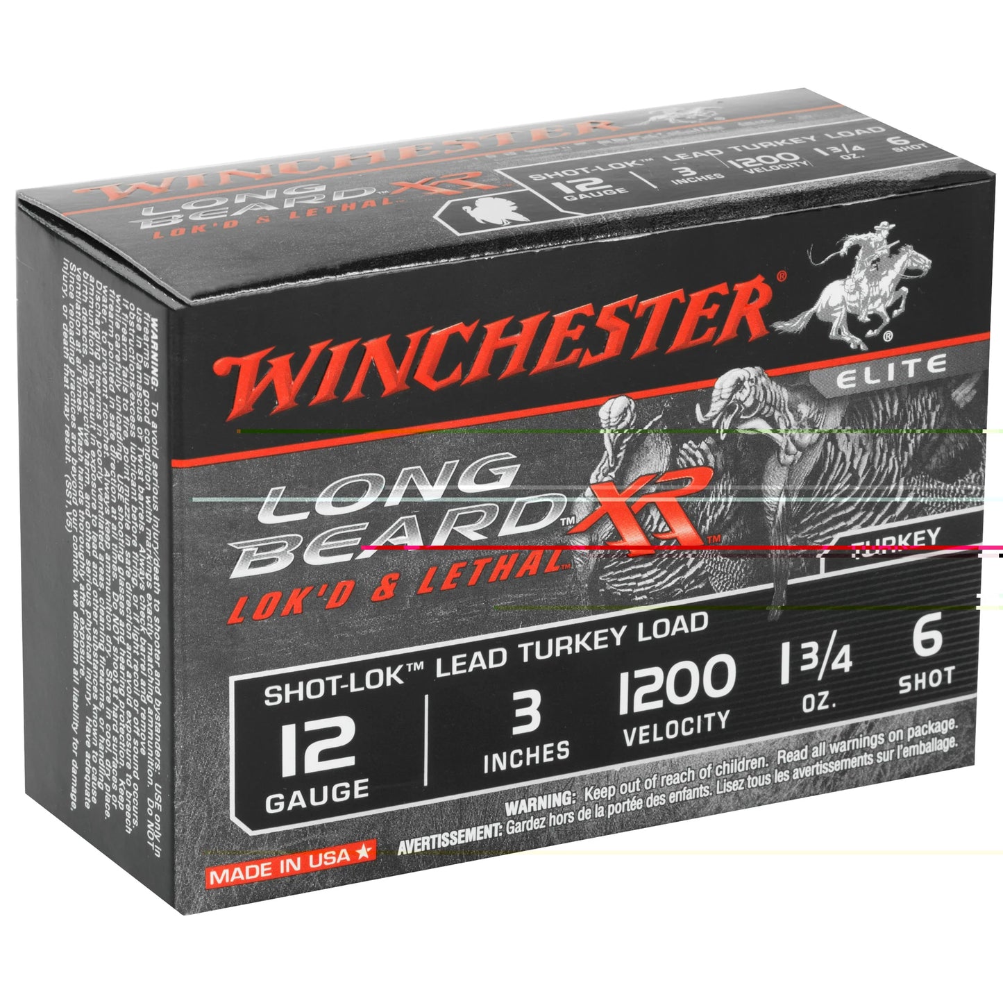 Winchester Ammunition, Long Beard XR, 12 Gauge, 3" Chamber, #6, 1.75 oz, Shotshell Shot-Lok with Lead Shot  (10 Round Box)