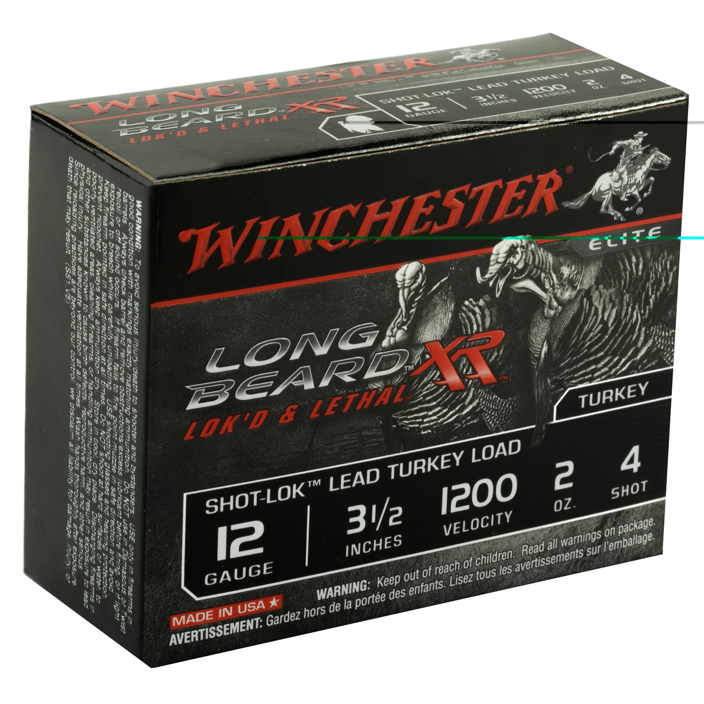 Winchester Ammunition, Long Beard XR, 12 Gauge, 3.5" Chamber, #4, 2 oz, Shotshell Shot-Lok with Lead Shot  (10 Round Box)