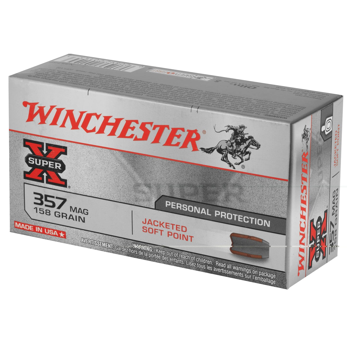 Winchester Ammunition, Super-X, 357 Magnum, 158 Grain | JSP |  (50 Round Box)