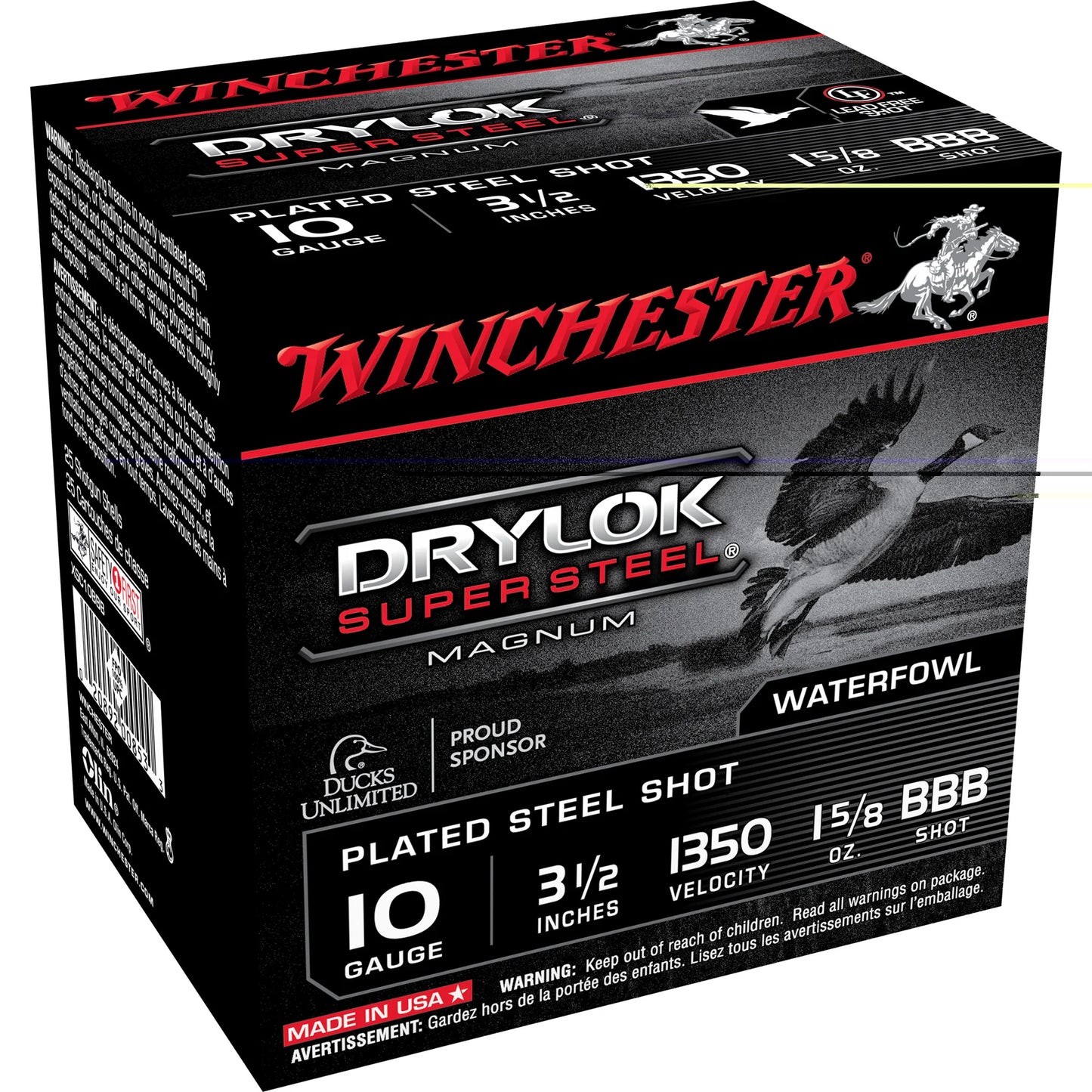 Winchester Ammunition, DRYLOK SUPER STEEL, MAGNUM, 10 Gauge 3.5", BBB, 1 5/8oz, Steel Shot  (25 Round Box)