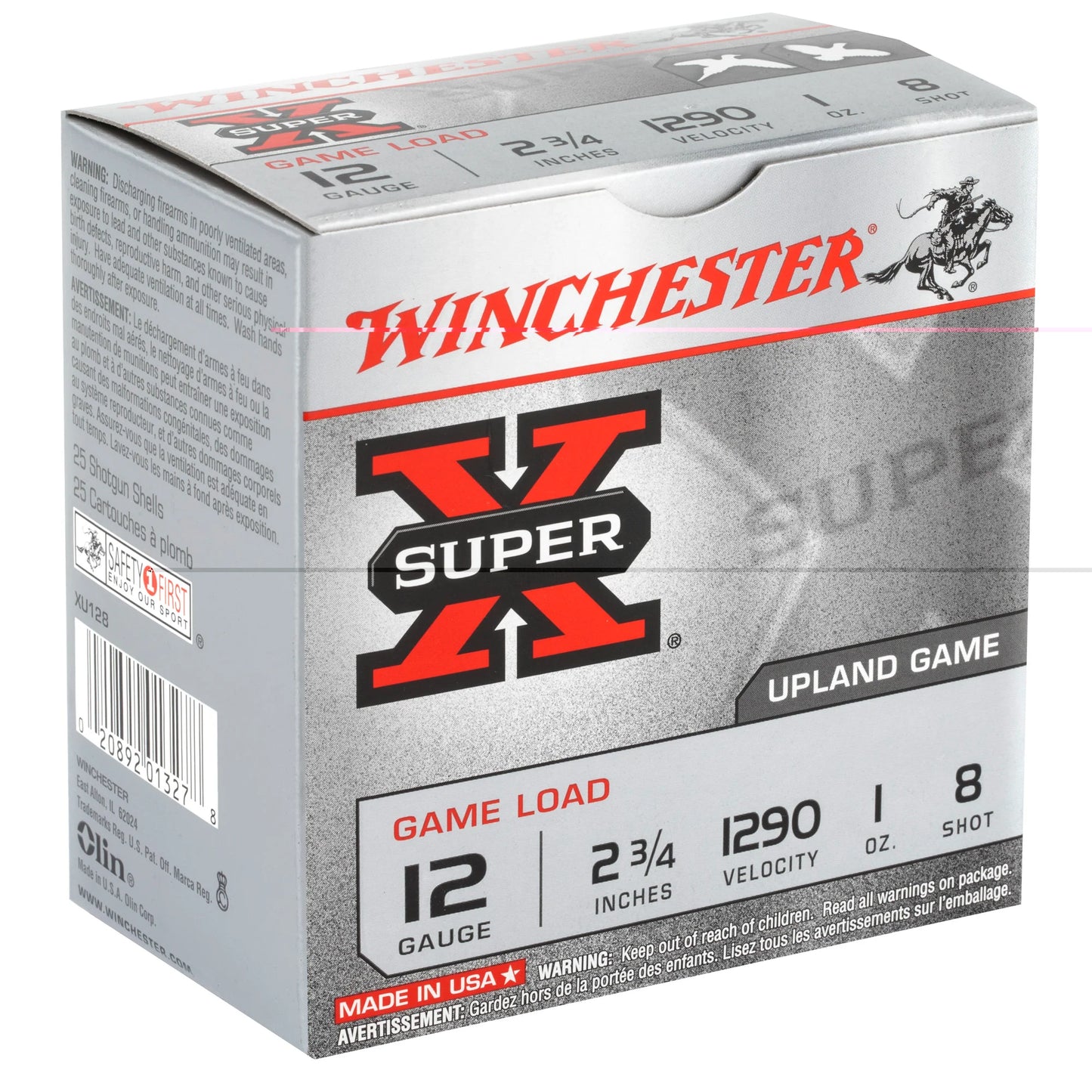 Winchester Ammunition, Super-X, 12 Gauge, 2.75", Game Load, #8, 1 oz., Shotshell  (25 Round Box)