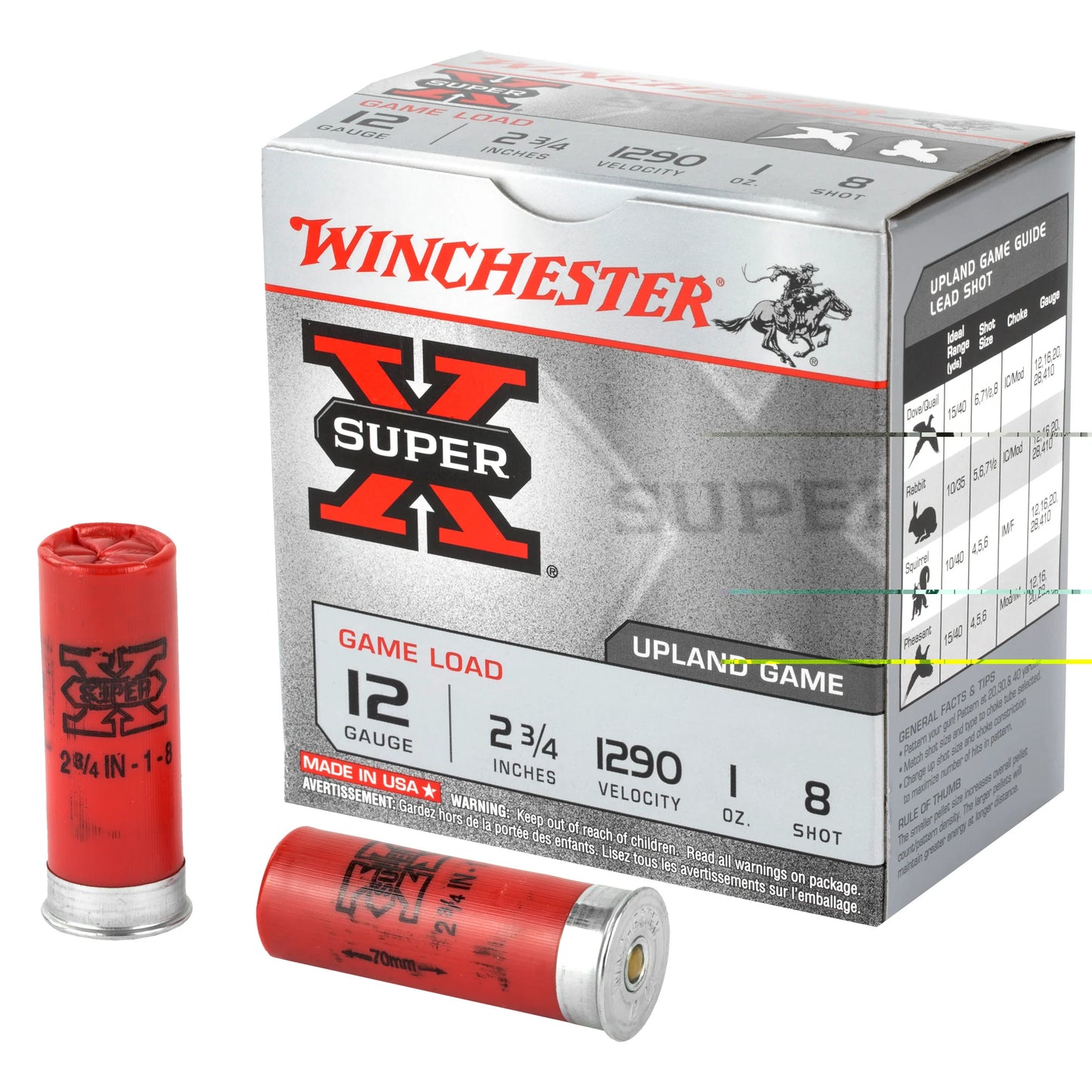 Winchester Ammunition, Super-X, 12 Gauge, 2.75", Game Load, #8, 1 oz., Shotshell  (25 Round Box)