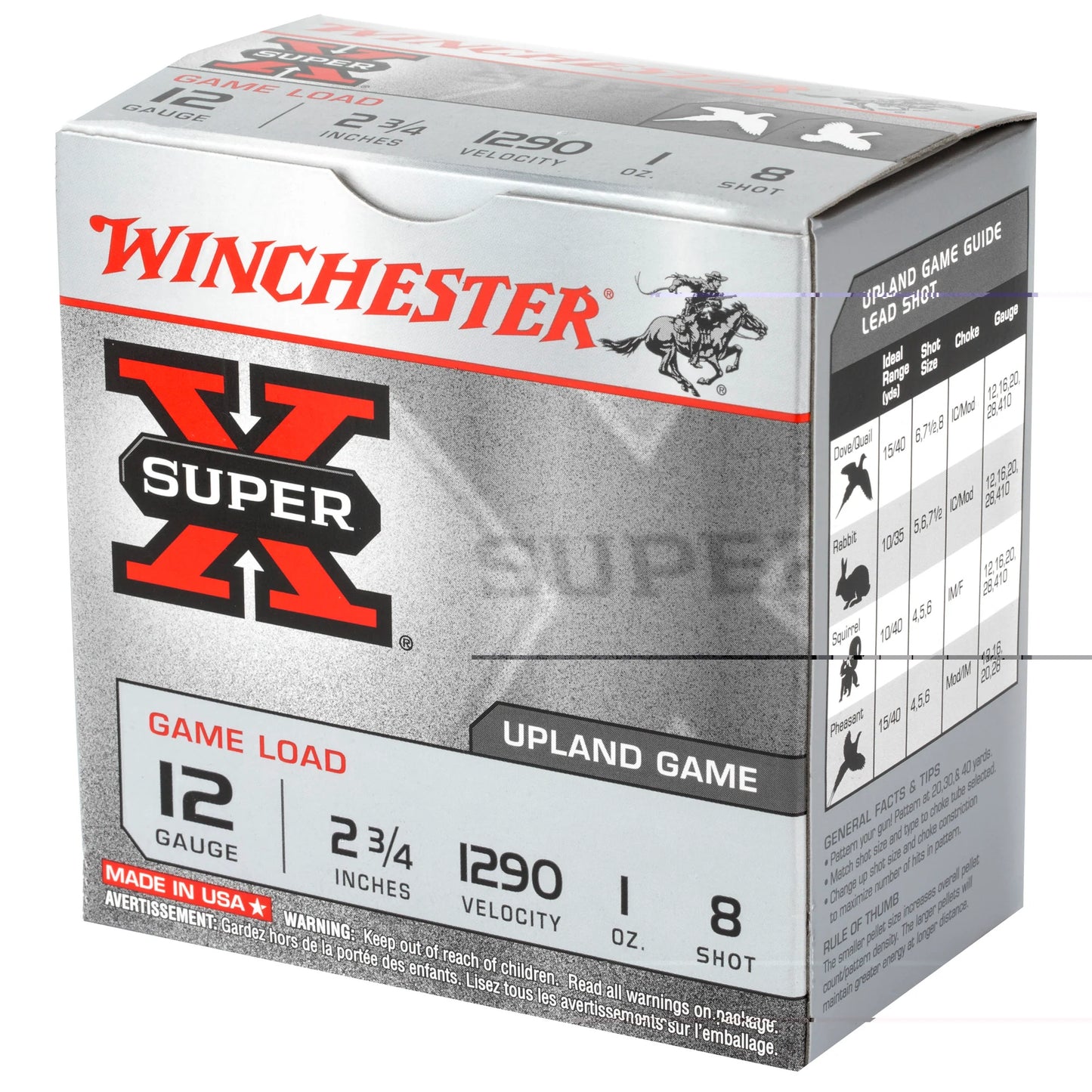 Winchester Ammunition, Super-X, 12 Gauge, 2.75", Game Load, #8, 1 oz., Shotshell  (25 Round Box)