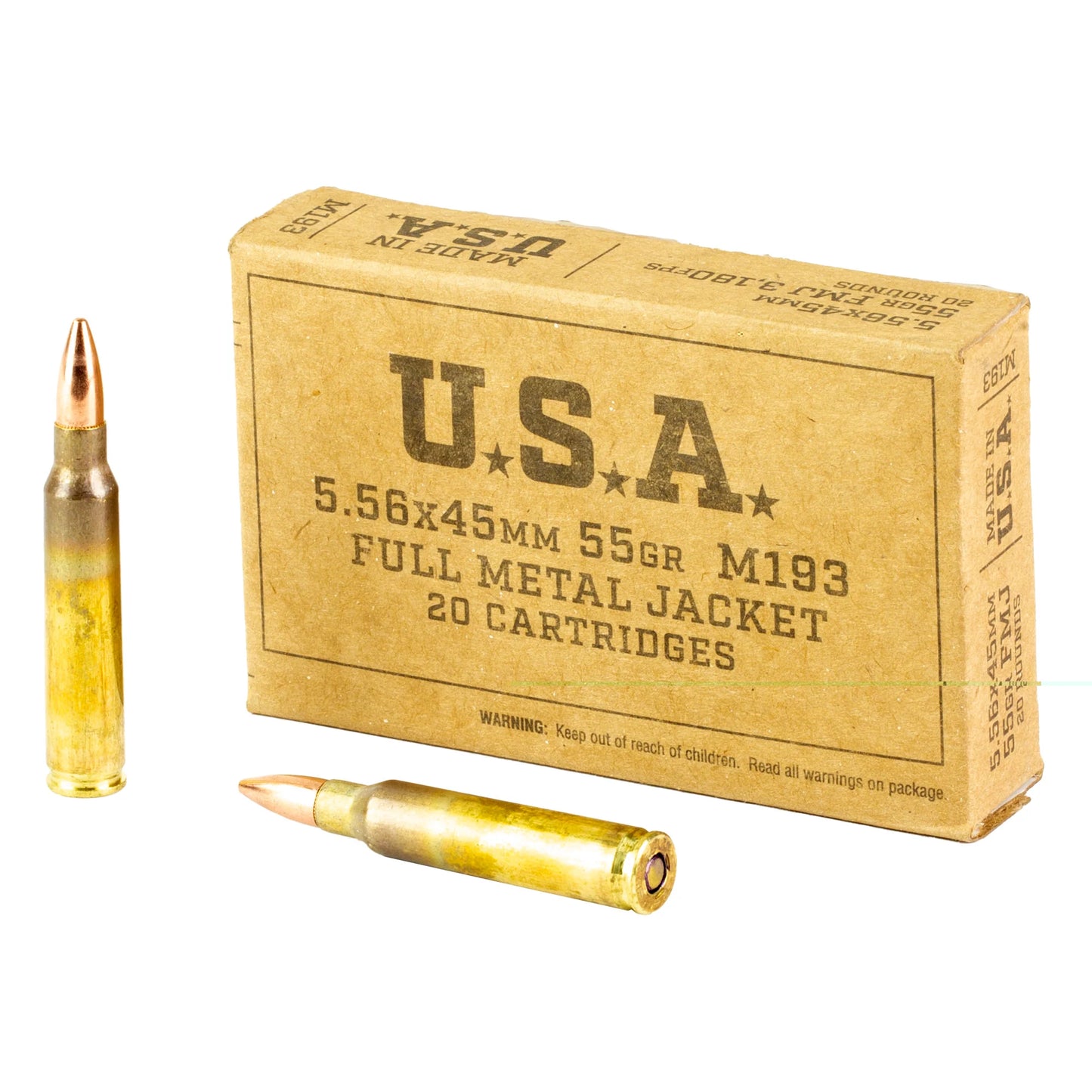 Winchester Ammunition, M193, 5.56NATO, 55 Grain | FMJ |  (20 Round Box)