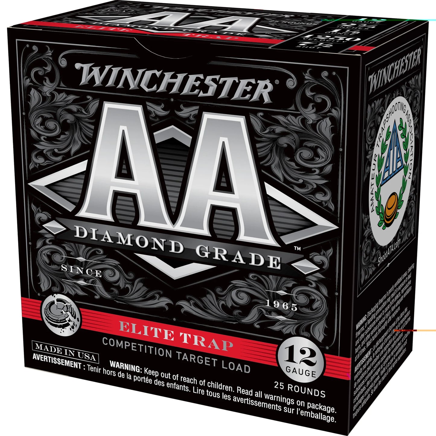 Winchester Ammunition, AA Diamond Grade, 12 Gauge 2.75", #7.5, 1 1/8 oz, Shotshell  (25 Round Box)