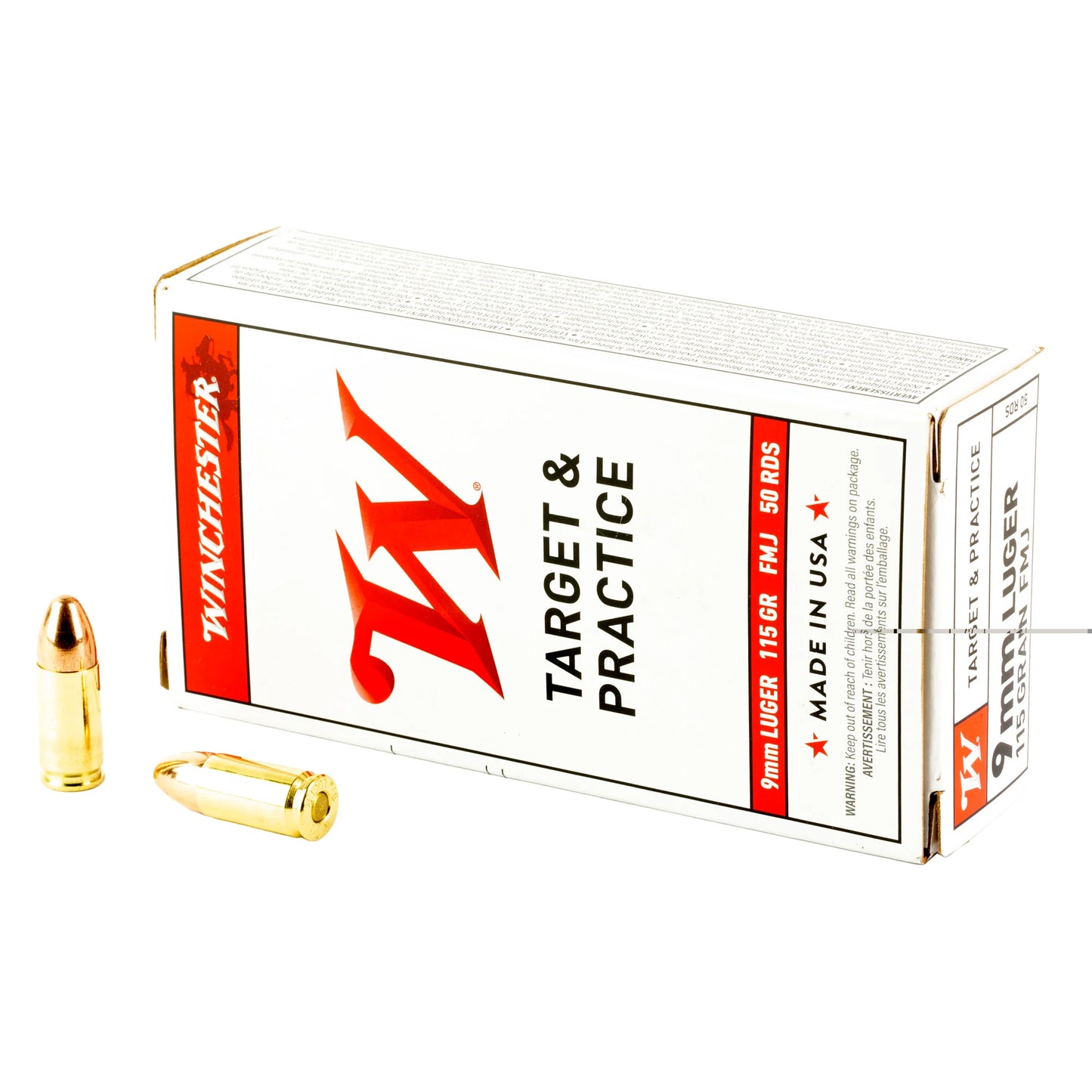 Winchester Ammunition, USA, 9MM, 115 Grain | FMJ |  (50 Round Box)