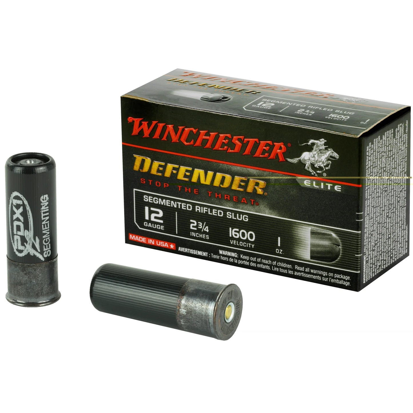 Winchester Ammunition, Defender, Supreme Elite, 12 Gauge, 2.75", 1 oz. Segmenting Slug  (10 Round Box