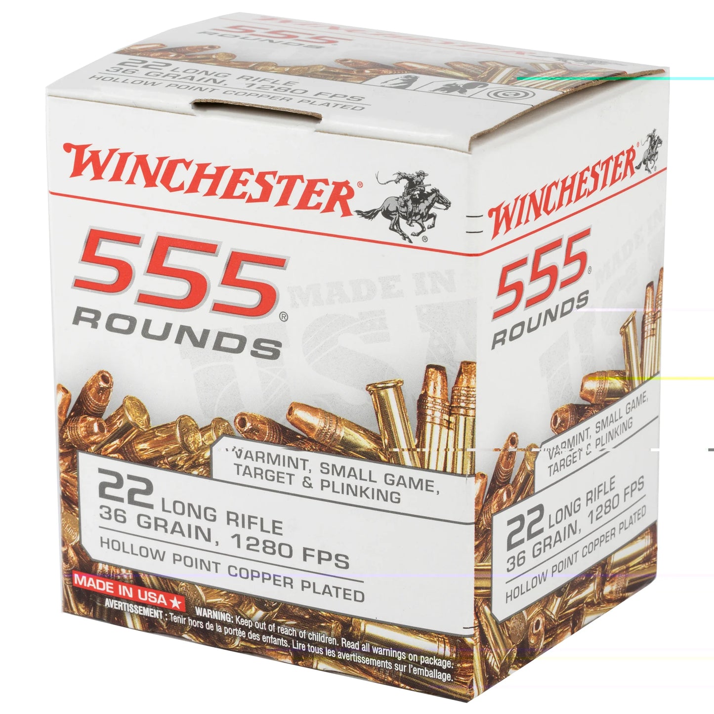 Winchester Ammunition, Rimfire, 22LR, 36 Grain, Hollow Point, 555 Round Brick