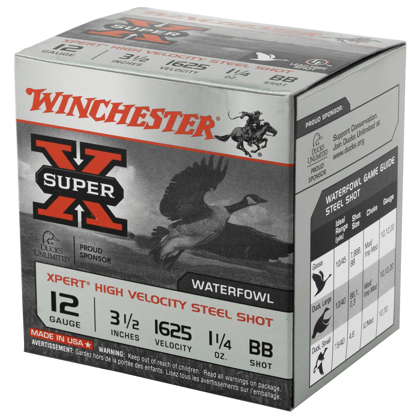 Winchester Ammunition, Xpert HI-Velocity, Steel, 12 Gauge, 3.5", #BB, 1 1/4 oz., Steel Shot, Lead Free  (25 Round Box)