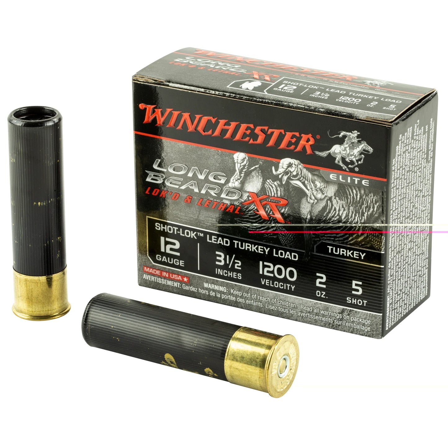 Winchester Ammunition, Long Beard XR, 12 Gauge, 3.5" Chamber, #5, 2 oz, Shotshell Shot-Lok with Lead Shot  (10 Round Box)