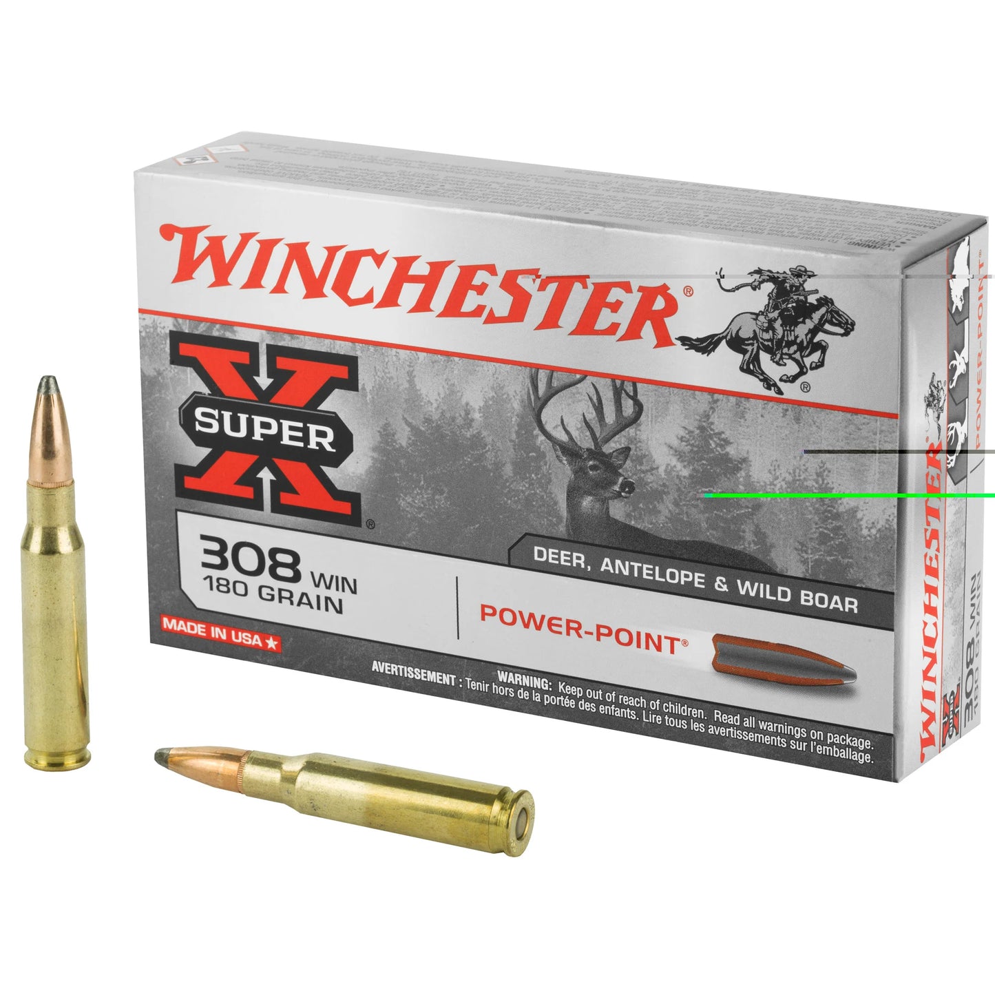 Winchester Ammunition, Super-X, 308WIN, 180 Grain, Power Point, 20 Round Box