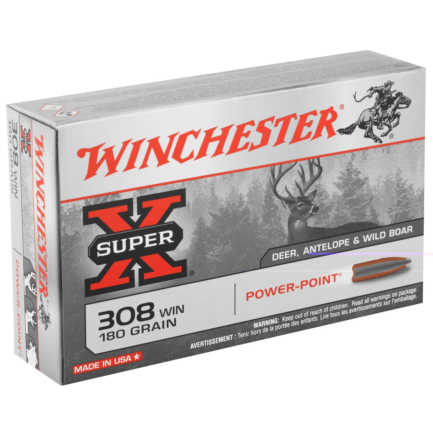 Winchester Ammunition, Super-X, 308WIN, 180 Grain, Power Point, 20 Round Box