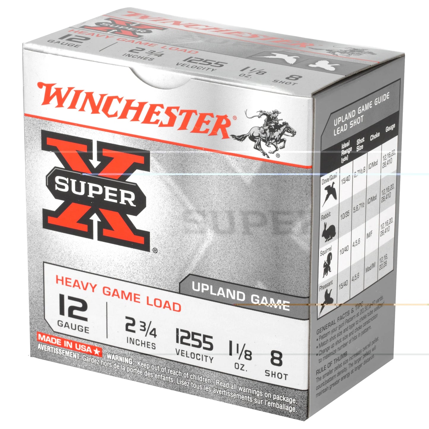 Winchester Ammunition, Super-X, 12 Gauge, 2.75", Heavy Game Load, #8, 1.125 oz., Shotshell  (25 Round Box)