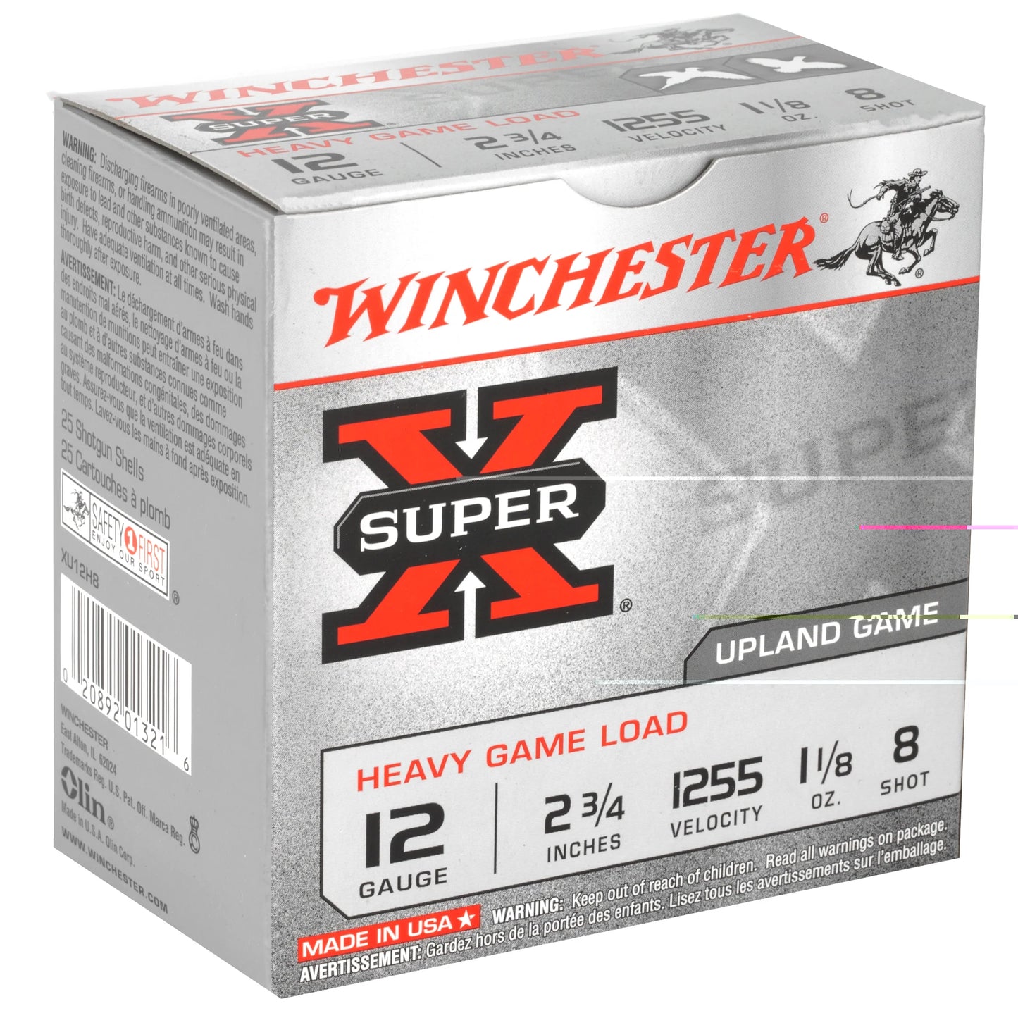 Winchester Ammunition, Super-X, 12 Gauge, 2.75", Heavy Game Load, #8, 1.125 oz., Shotshell  (25 Round Box)