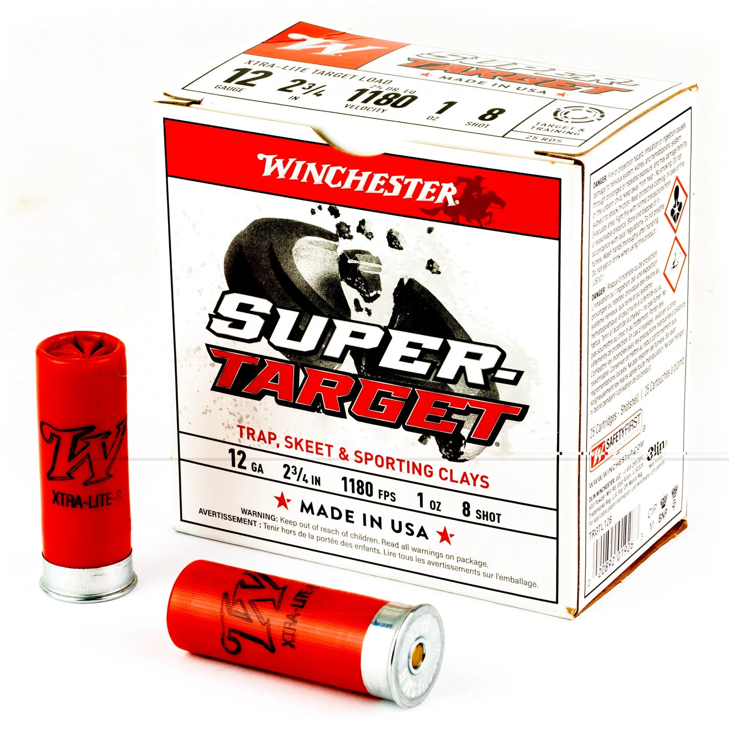 Winchester Ammunition, SUPER-TARGET, 12 Gauge 2.75", 1 oz, #8, Shot Shell  (25 Round Box)