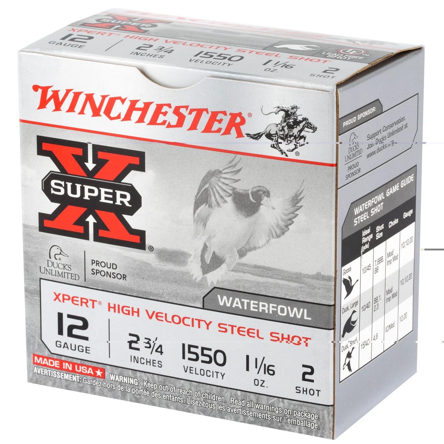 Winchester Ammunition, Xpert HI-Velocity, Steel, 12 Gauge, 2.75", #2, 1.06 oz., Steel Shot, Lead Free  (25 Round Box)