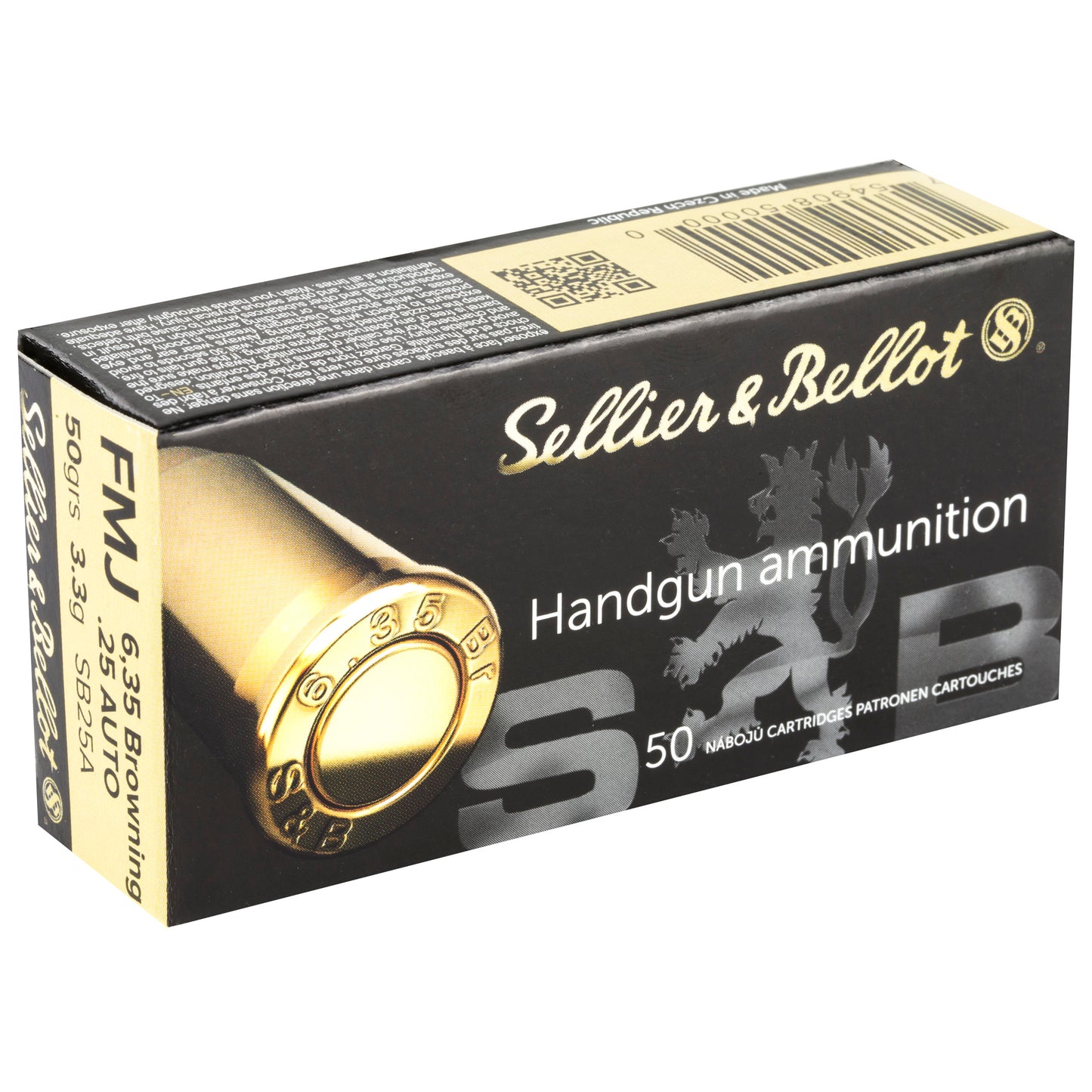 Sellier &amp; Bellot, Pistol 25ACP, 50 Grain, Full Metal Jacket, 50 Round Box