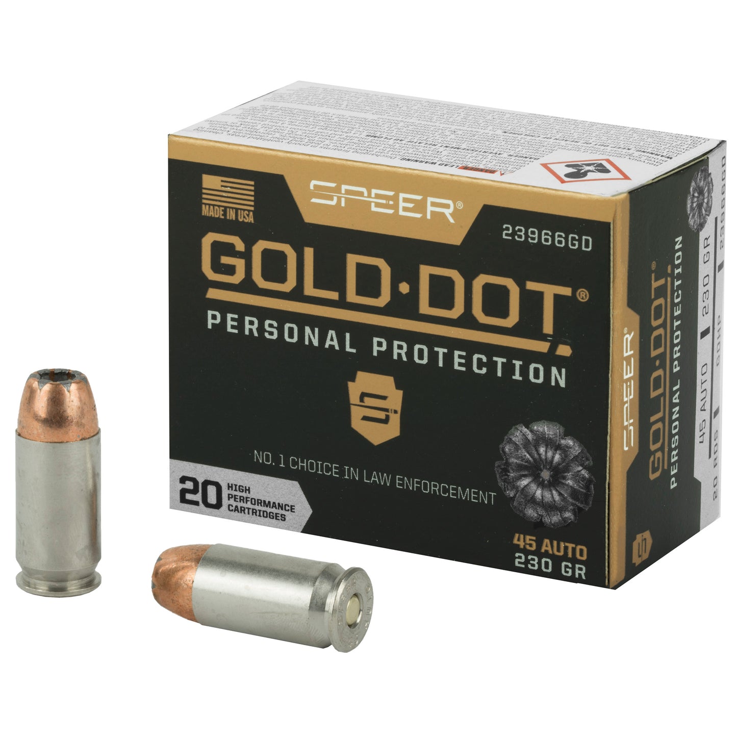 Speer Ammunition, Speer Gold Dot, Personal Protection, 45ACP, 230 Grain | HP |  (20 Round Box)