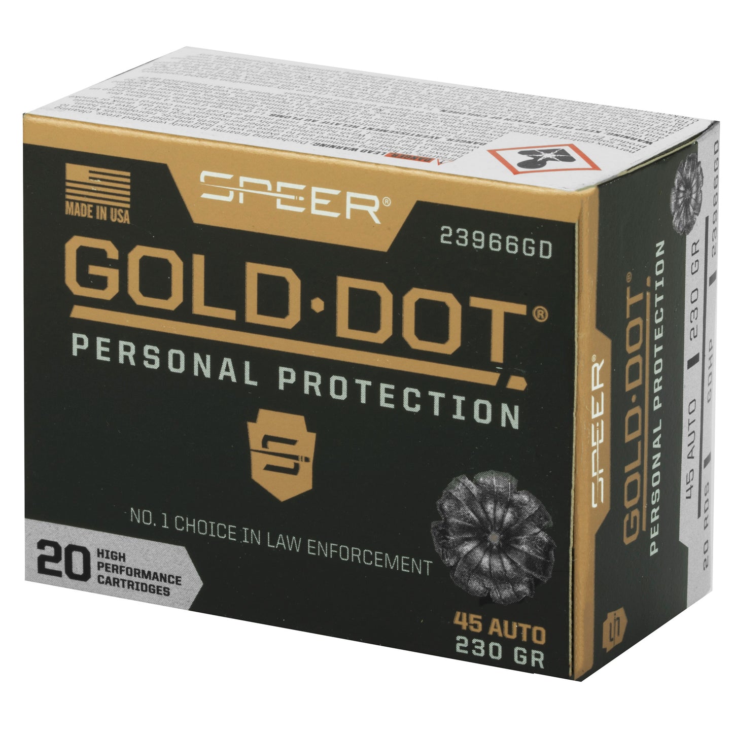 Speer Ammunition, Speer Gold Dot, Personal Protection, 45ACP, 230 Grain | HP |  (20 Round Box)