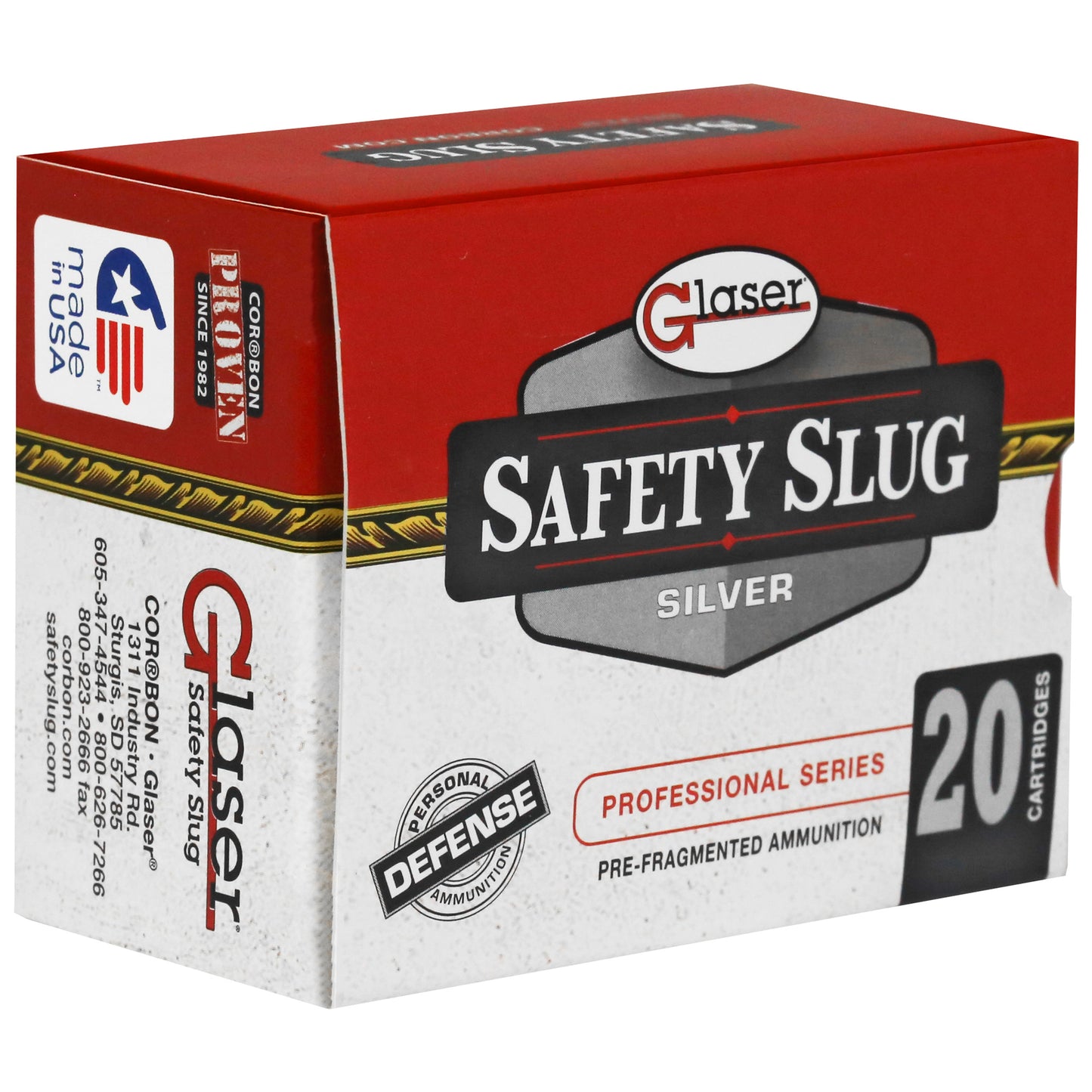 Glaser, Silver, 38 Special, 80 Grain, Pre-Fragmented, +P, 20 Round Box