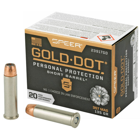 Speer Ammunition, Speer Gold Dot, Personal Protection, 357MAG, 135 Grain | HP | Short Barrel  (20 Round Box)