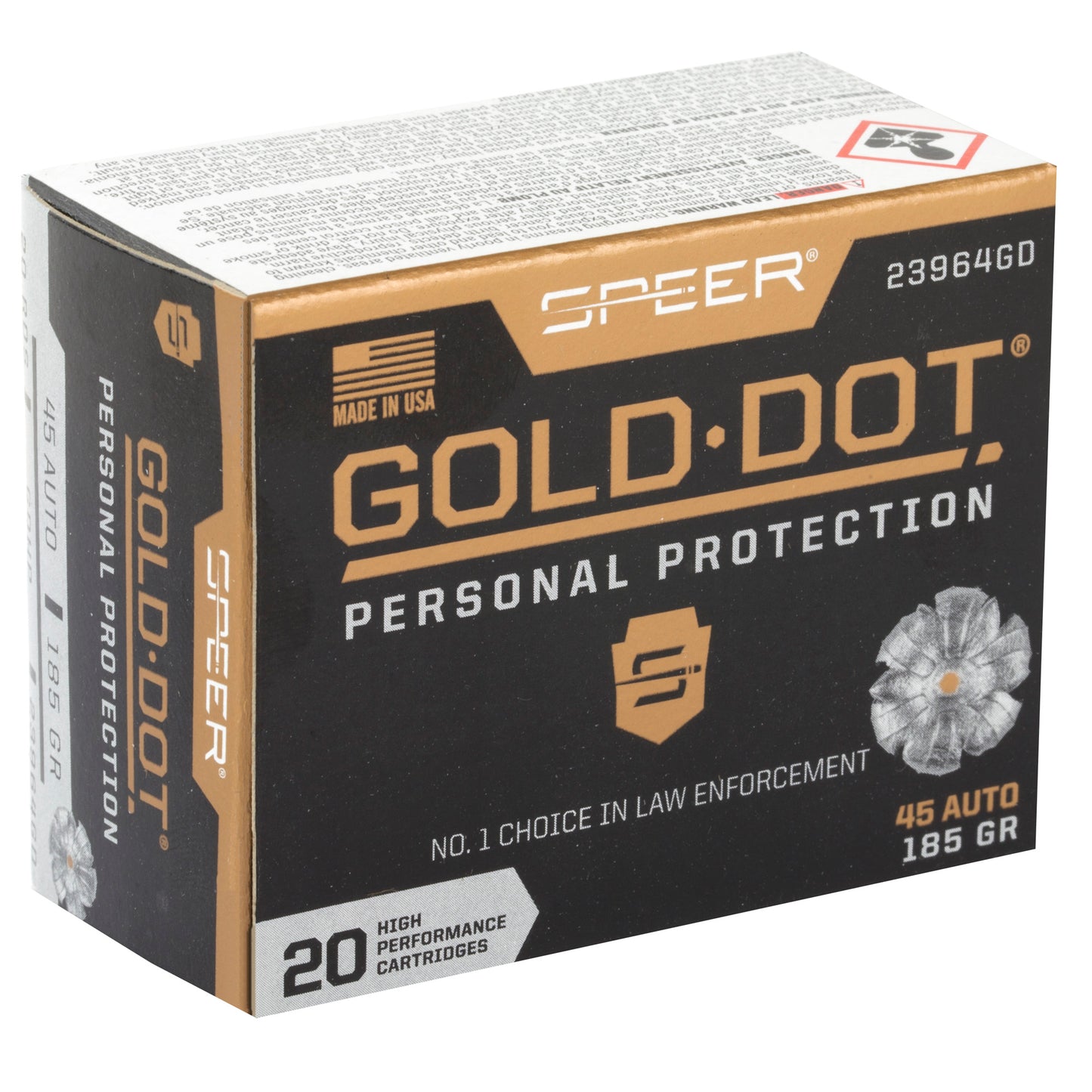 Speer Ammunition, Speer Gold Dot, Personal Protection, 45ACP, 185 Grain | HP |  (20 Round Box)