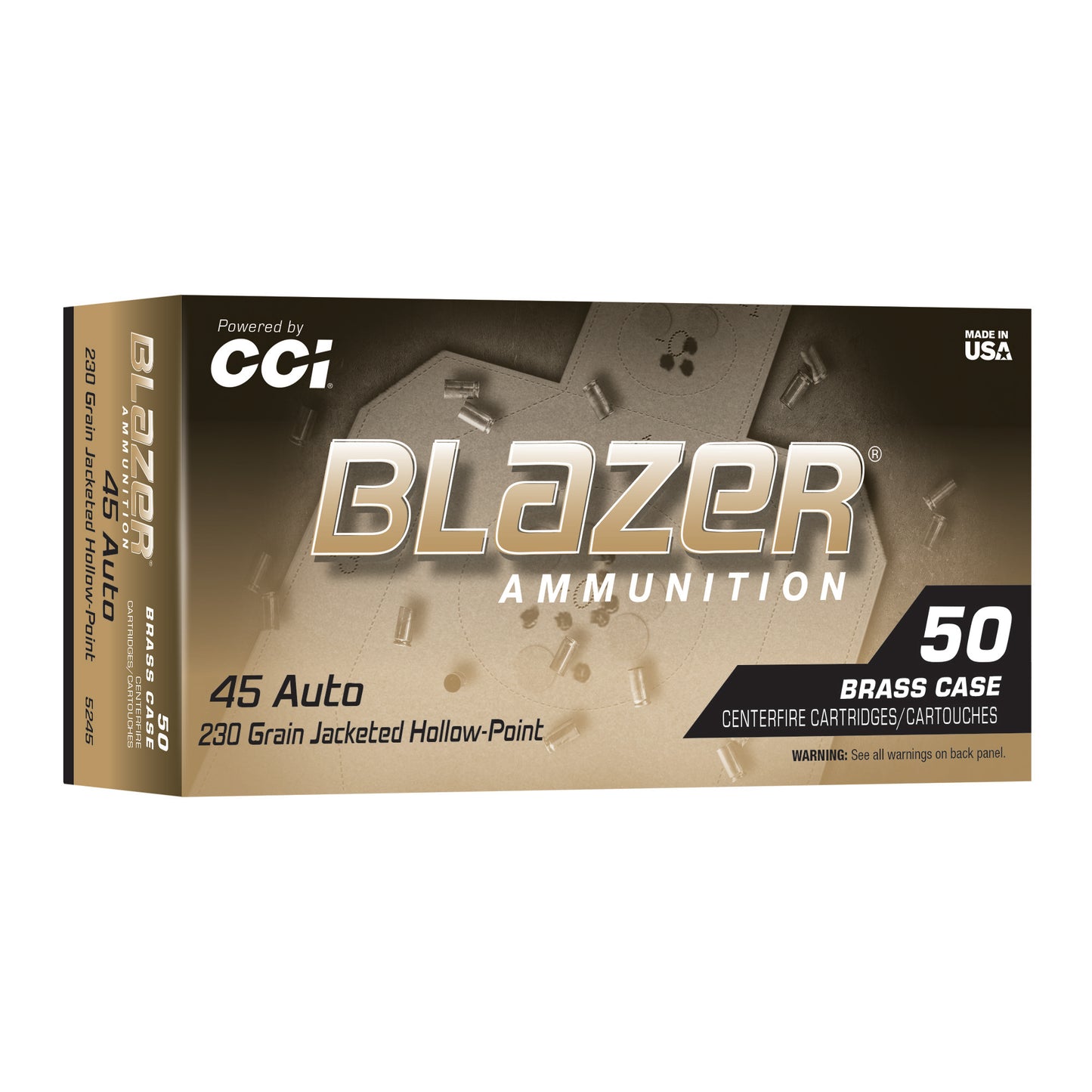 Blazer Ammunition, Blazer Brass Hollow Point, 45 ACP, 230 Grain | JHP |  (50 Round Box)