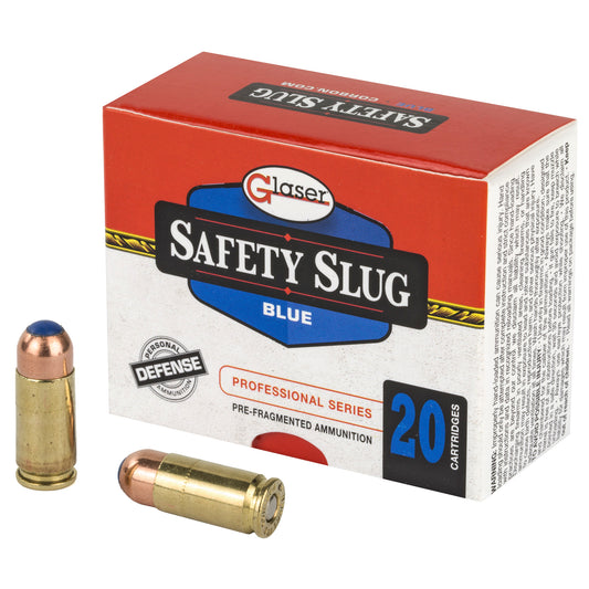 Glaser, Blue, 9MM, 80 Grain, Pre-Fragmented, +P, 20 Round Box