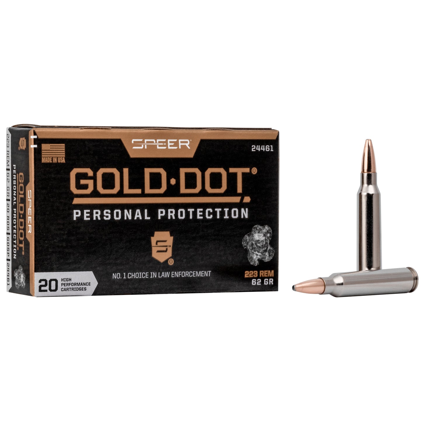 Speer Ammunition, Speer Gold Dot, 223 Remington, 62Gr, Gold Dot Hollow Point, (20 Round Box)