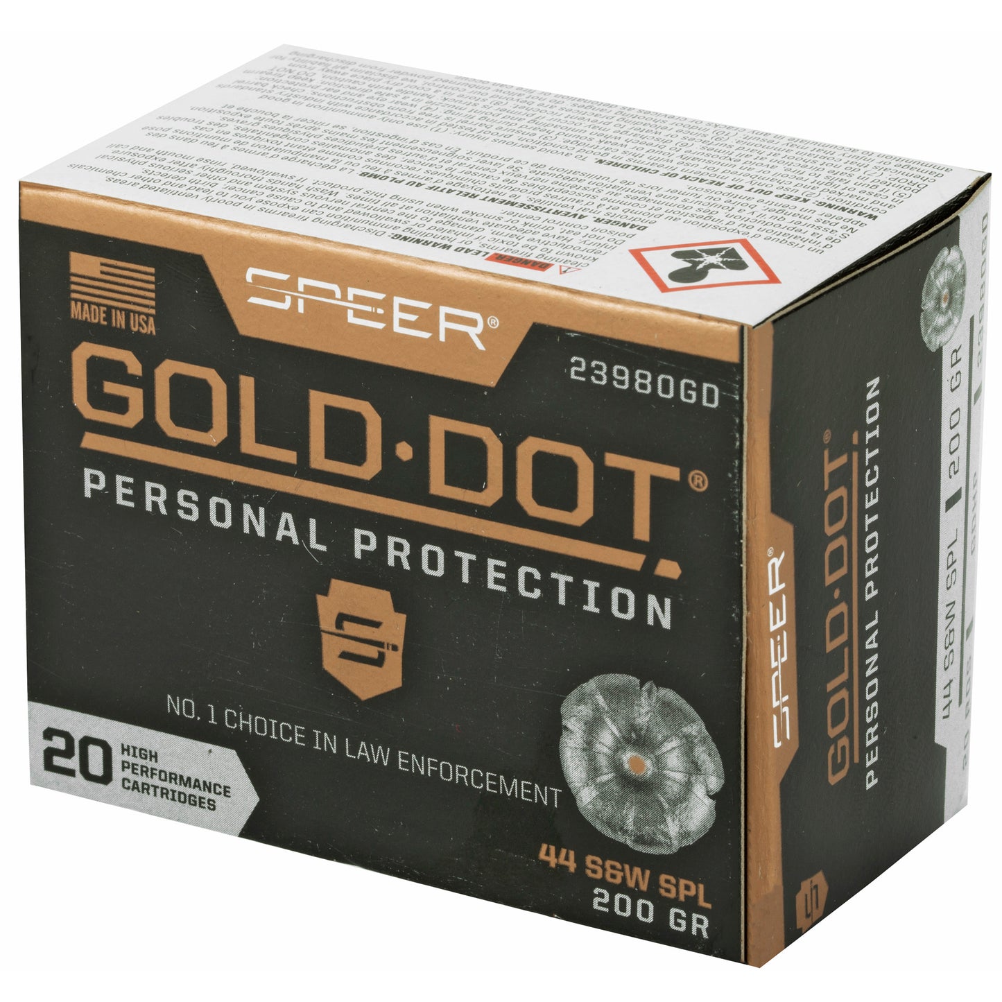 Speer Ammunition, Speer Gold Dot, Personal Protection, 44 Special, 200 Grain | HP |  (20 Round Box)