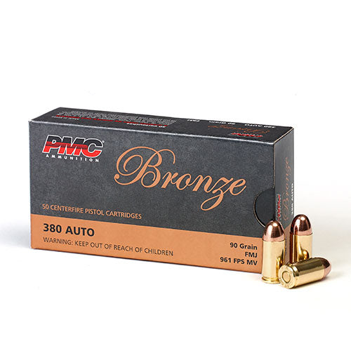 PMC Bronze .380 ACP Handgun Ammo - 90 Grain | FMJ | 1 Case (20 Boxes)