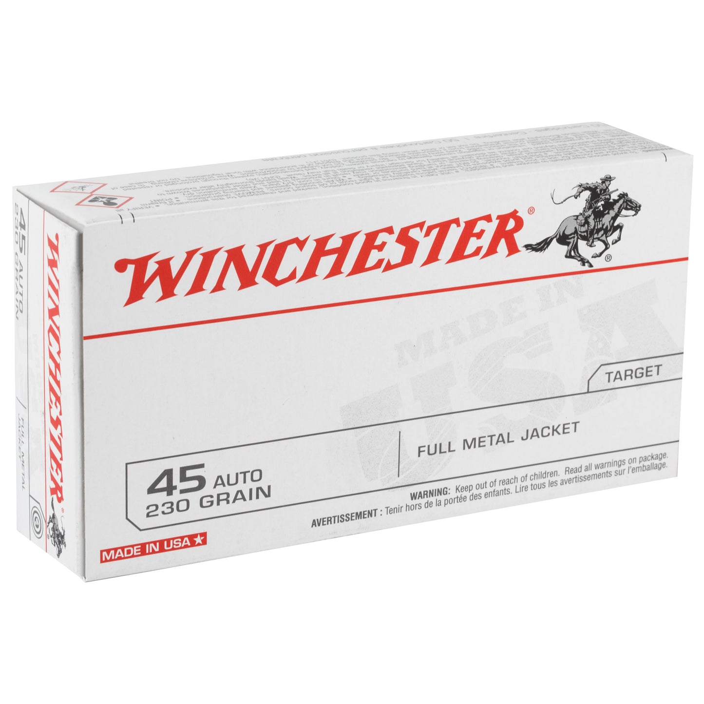 Winchester Ammunition, USA, 45 ACP, 230 Grain | FMJ | 50 Round Box