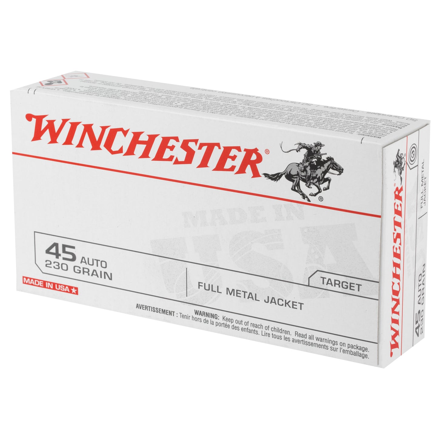 Winchester Ammunition, USA, 45 ACP, 230 Grain | FMJ | 50 Round Box