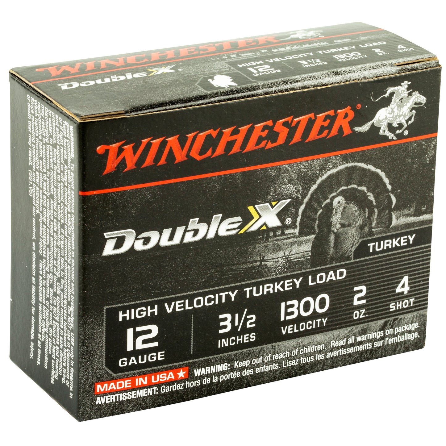 Winchester Ammunition, Double X High Velocity, Turkey, 12 Gauge, 3.5", #4, 2oz  (10 Round Box)