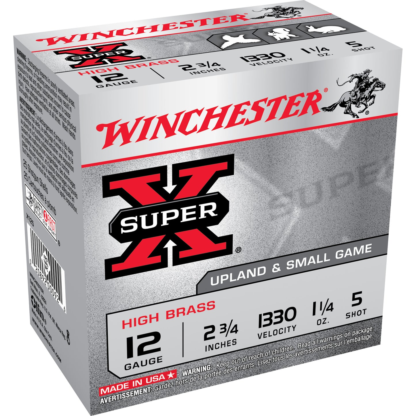 Winchester Ammunition, Super-X Upland, 12 Gauge 2.75", #5 Shot, 1 1/4 oz, Shotshell  (25 Round Box)