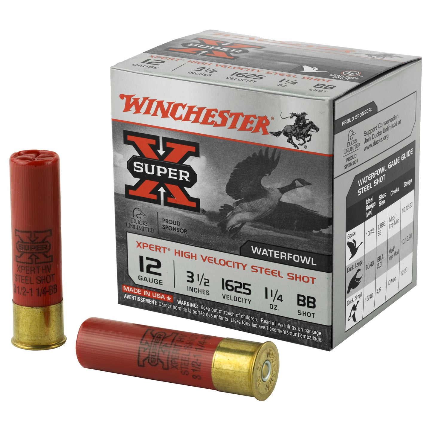 Winchester Ammunition, Xpert HI-Velocity, Steel, 12 Gauge, 3.5", #BB, 1 1/4 oz., Steel Shot, Lead Free  (25 Round Box)