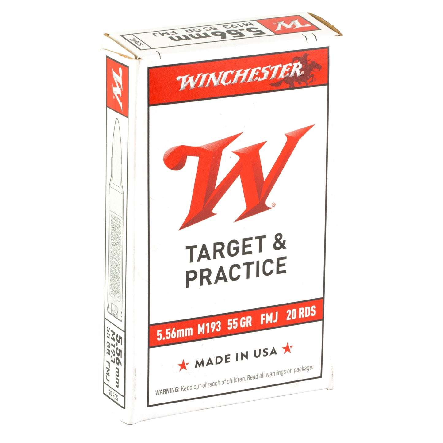 Winchester Ammunition, M193, 5.56NATO, 55 Grain | FMJ |  (20 Round Box)