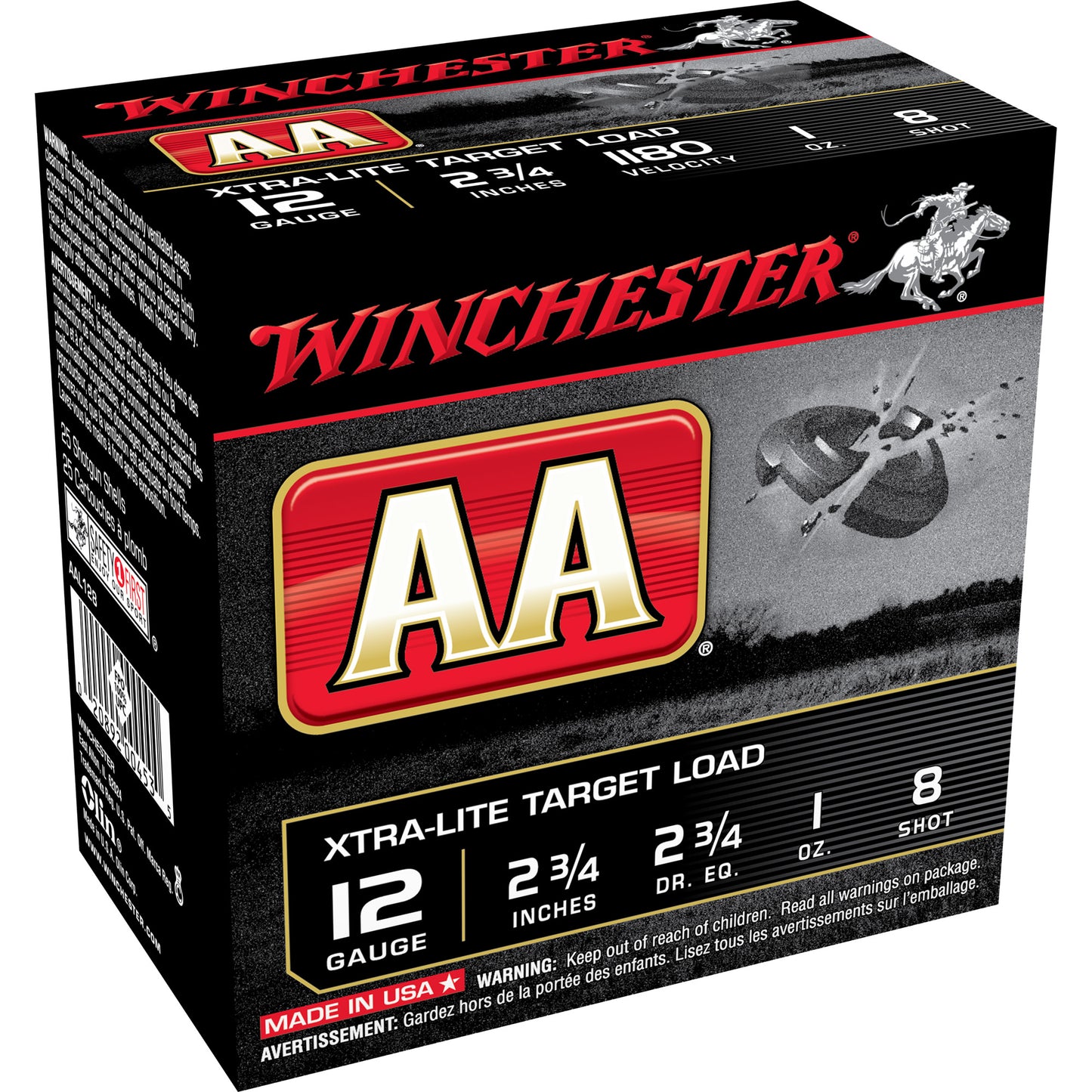 Winchester Ammunition, AA Xtra-Light, 12 Gauge 2.75", #8, 1 oz, Shotshell  (25 Round Box)