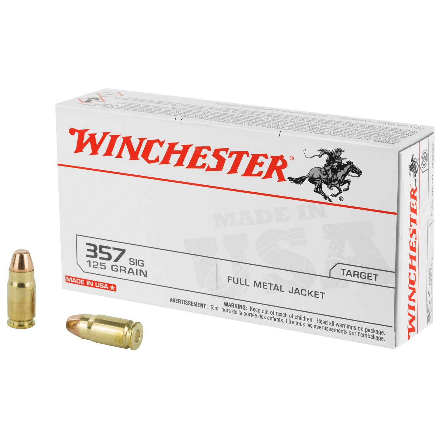 Winchester Ammunition, USA, 357 SIG, 125 Grain | FMJ |  (50 Round Box)