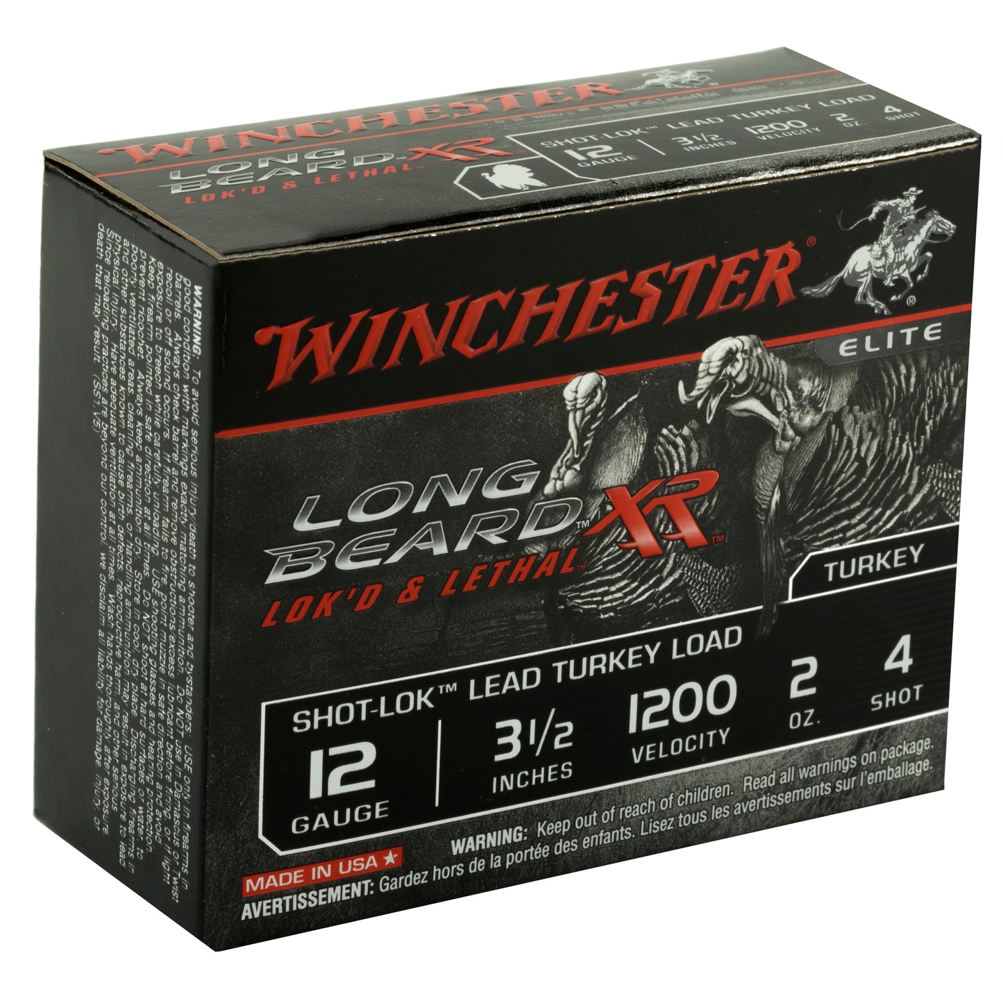 Winchester Ammunition, Long Beard XR, 12 Gauge, 3.5" Chamber, #4, 2 oz, Shotshell Shot-Lok with Lead Shot  (10 Round Box)