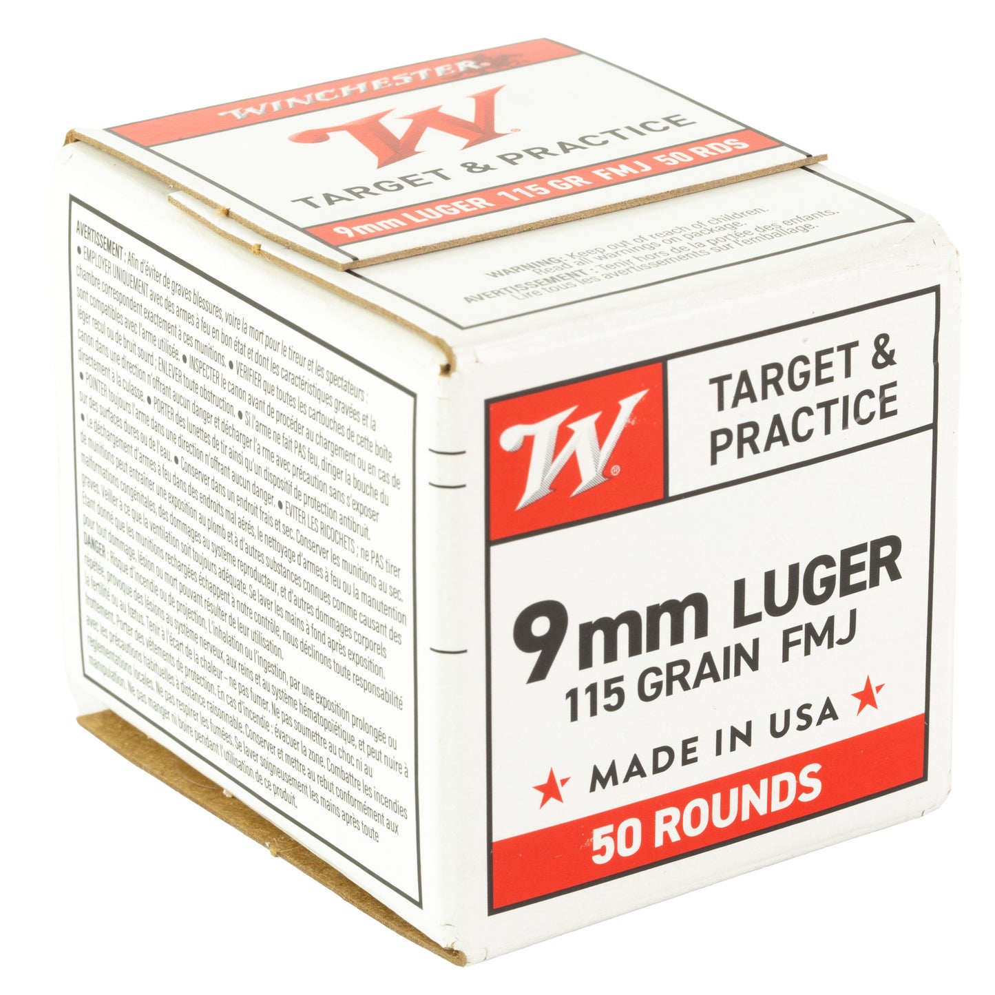 Winchester USA, 9mm Luger, 115 Grain |FMJ|  (50 Round Box)