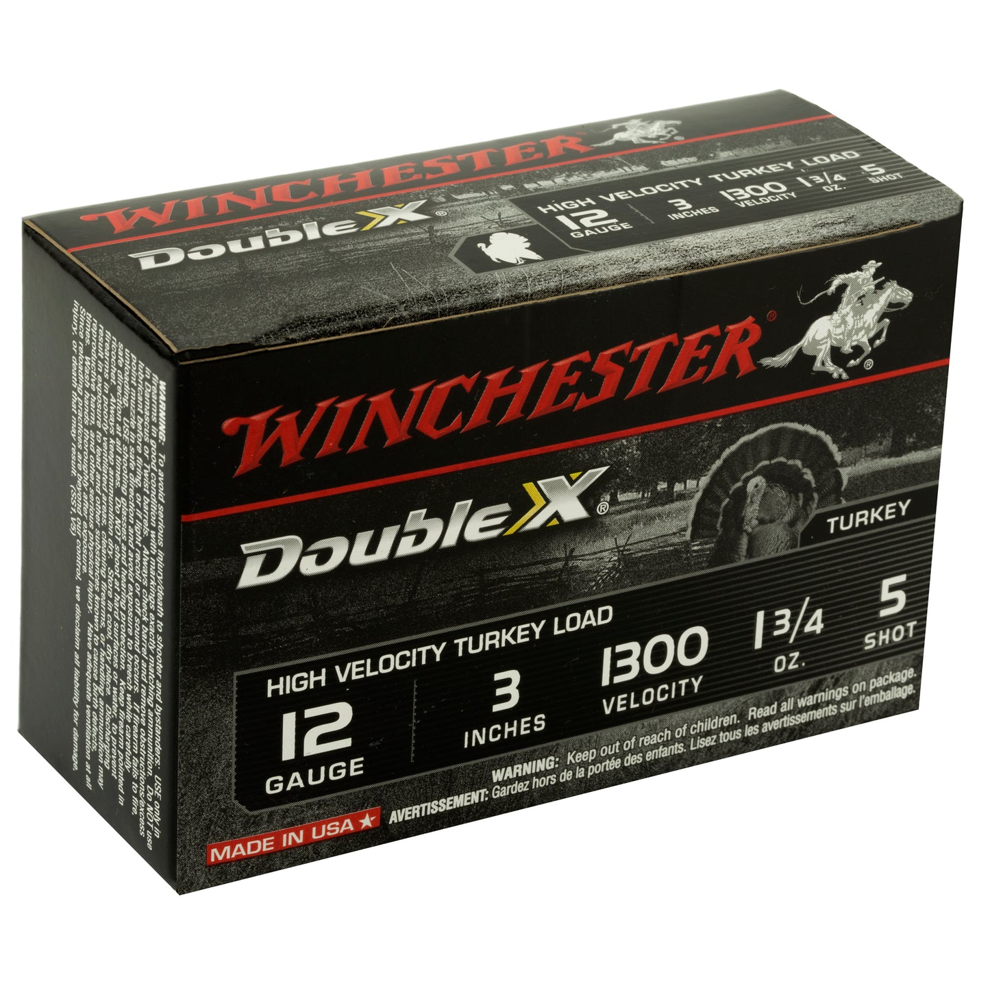 Winchester Ammunition, Double X High Velocity, Turkey, 12 Gauge, 3", #5, 1.75oz, Shotshell  (10 Round Box)