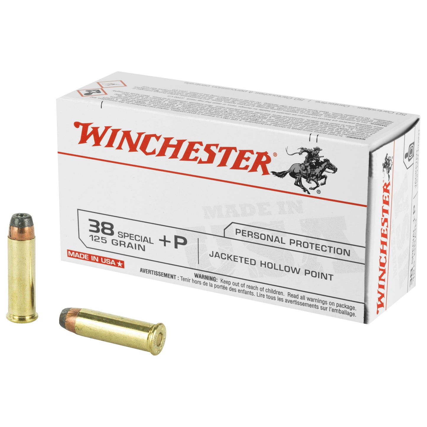 Winchester Ammunition, USA, 38 Special +P, 125 Grain | JHP |  (50 Round Box)